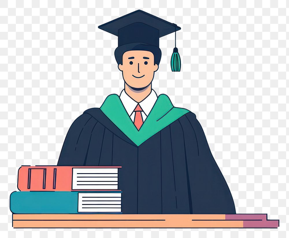 PNG Graduated lawyer flat illustration graduation intelligence achievement.