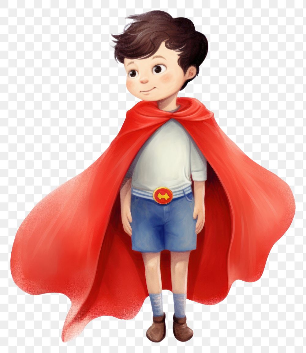 PNG  Kid wearing a cape cute red toy. AI generated Image by rawpixel.