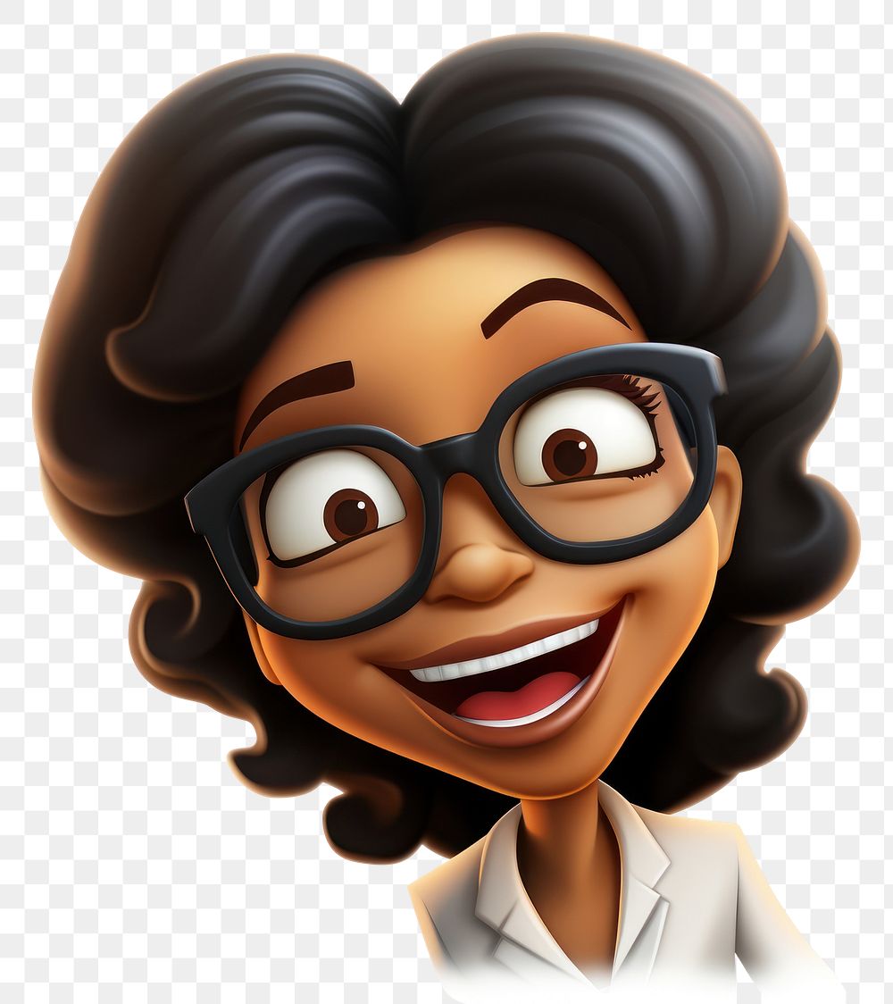 PNG Happy female office worker portrait glasses cartoon. AI generated Image by rawpixel.