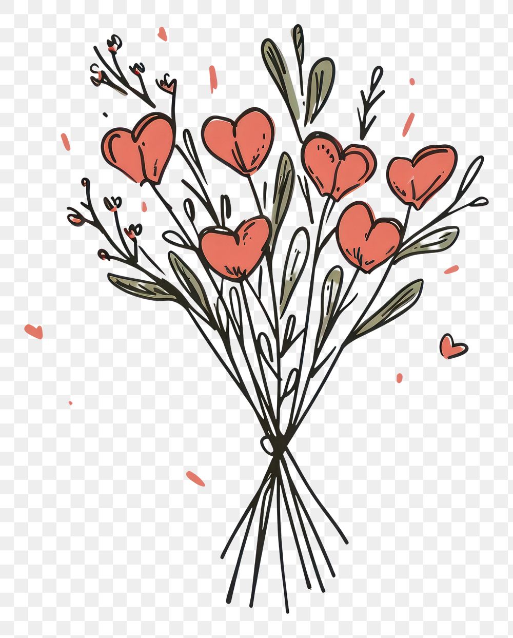 PNG Valentines bouquet drawing flower sketch.