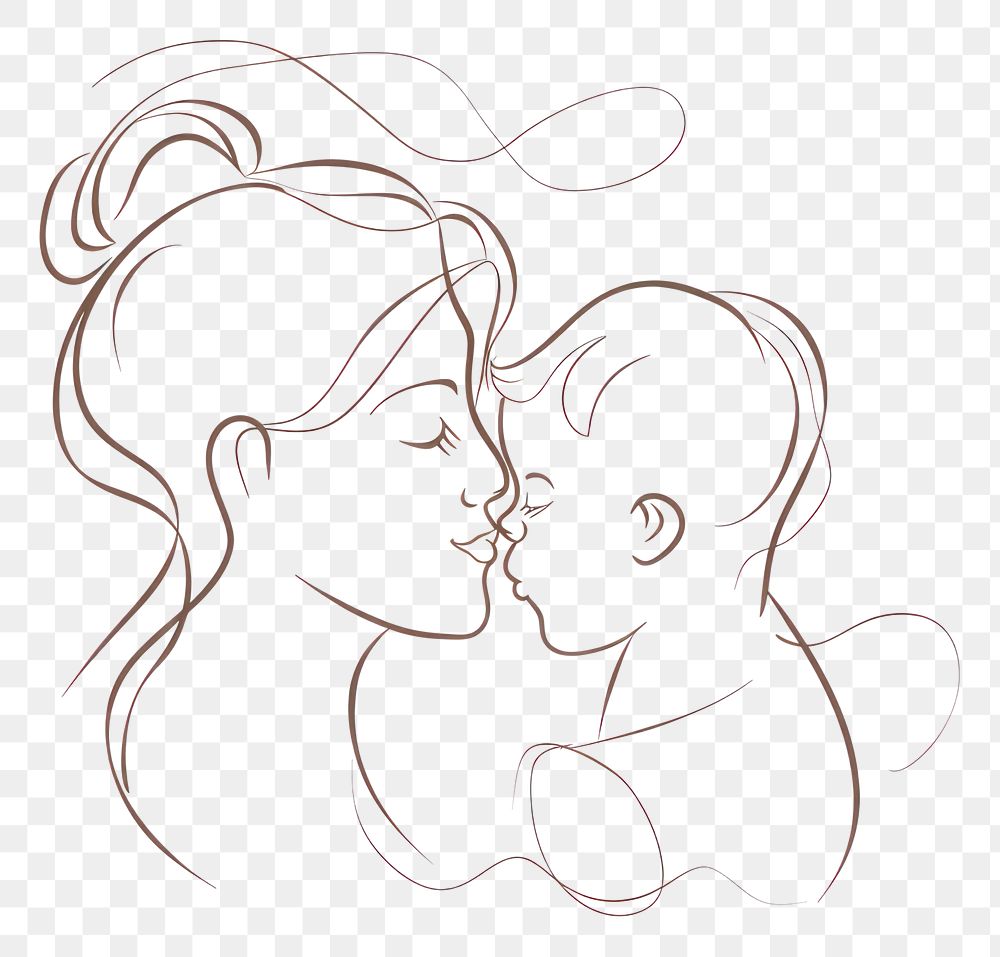 PNG Mother and a baby drawing sketch line.