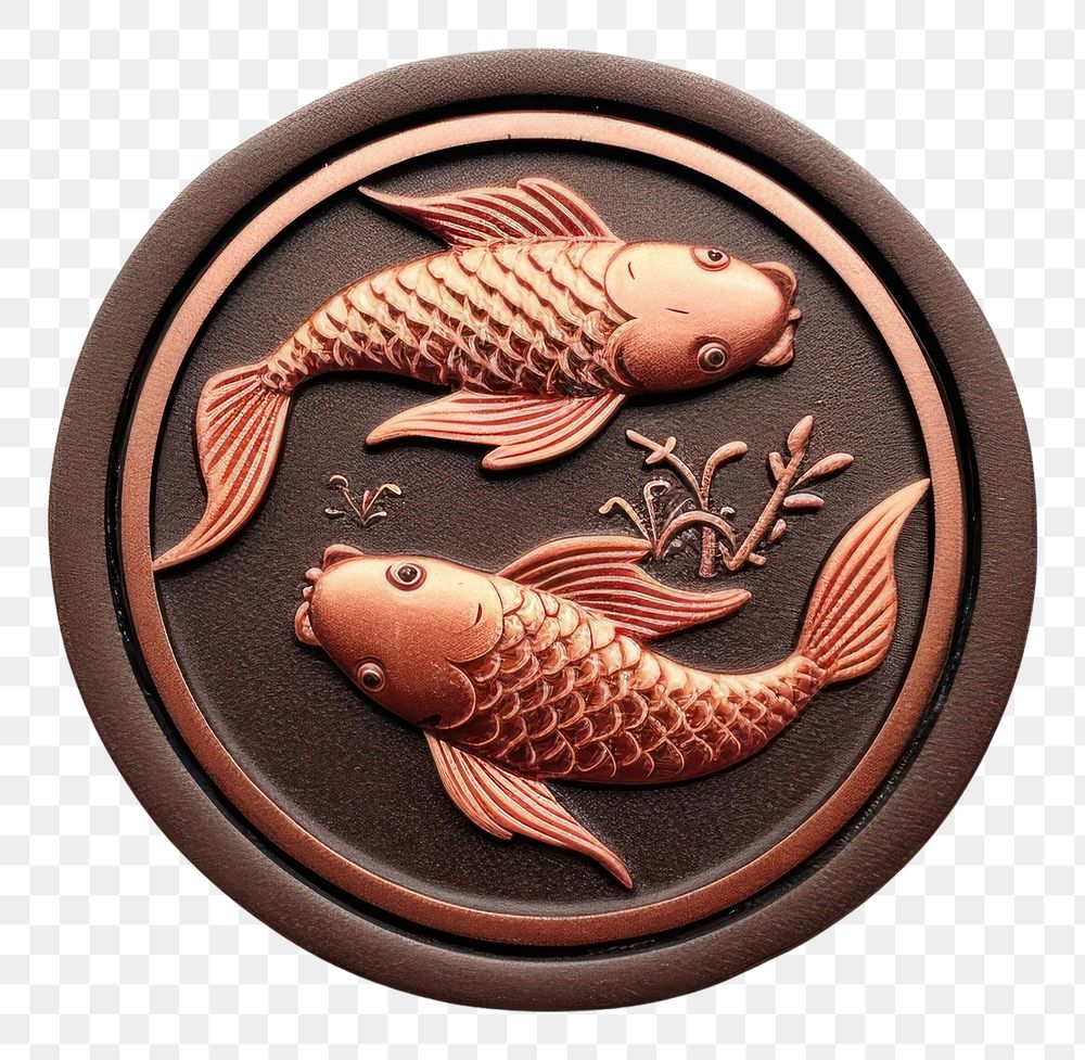 PNG  Seal Wax Stamp 2 koi Fishs white background accessories accessory.