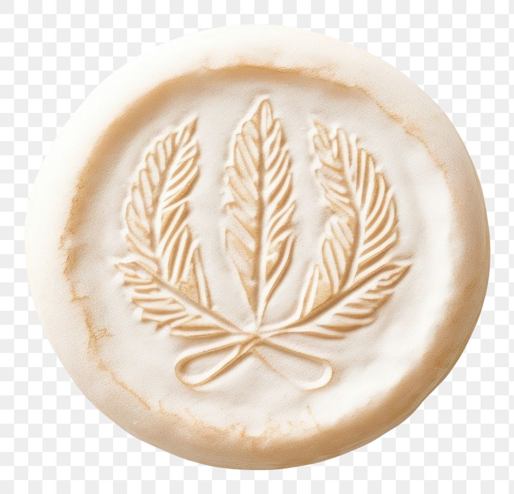 PNG  Seal Wax Stamp white bread white background porcelain dishware.