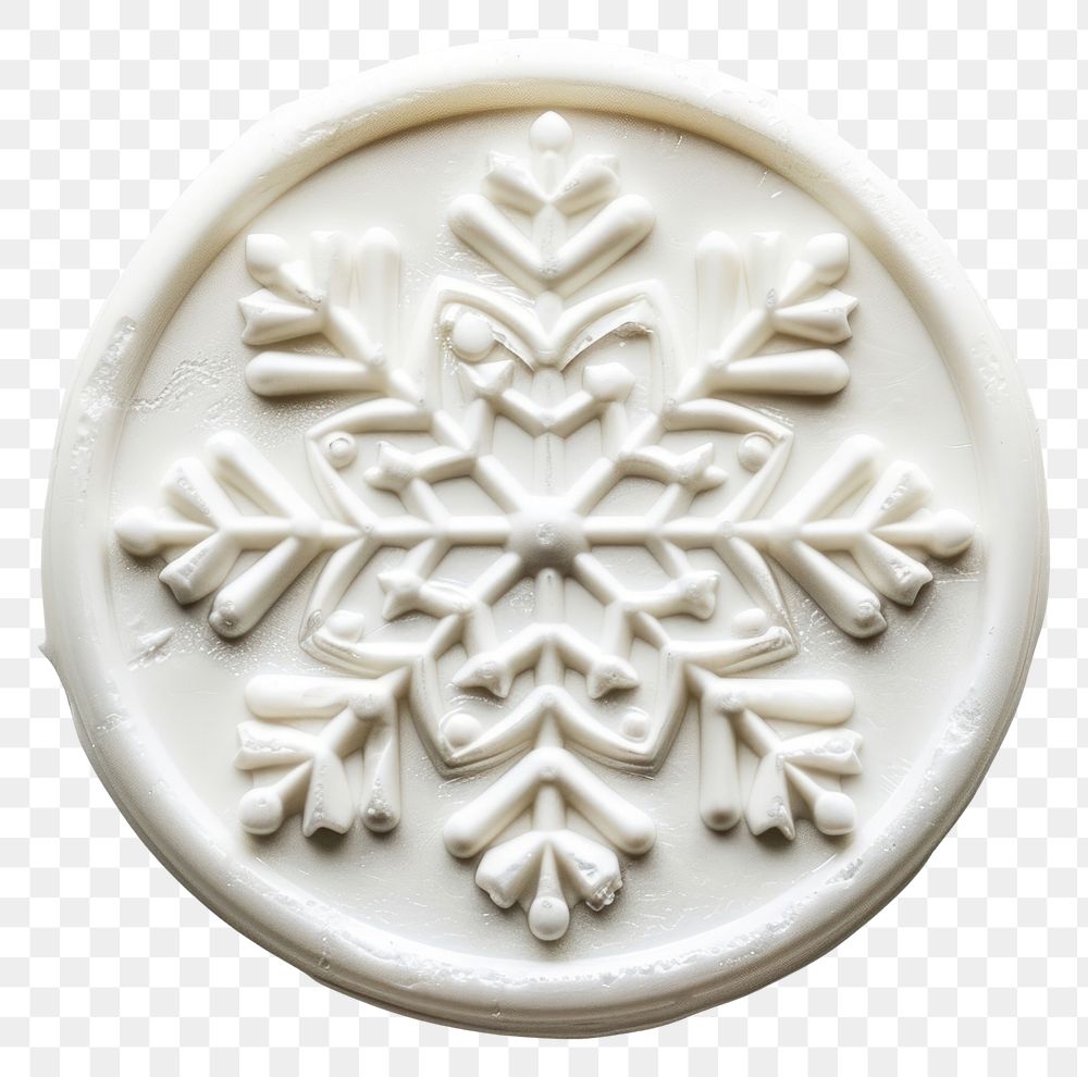 PNG  Seal Wax Stamp white snowflake dessert icing food.