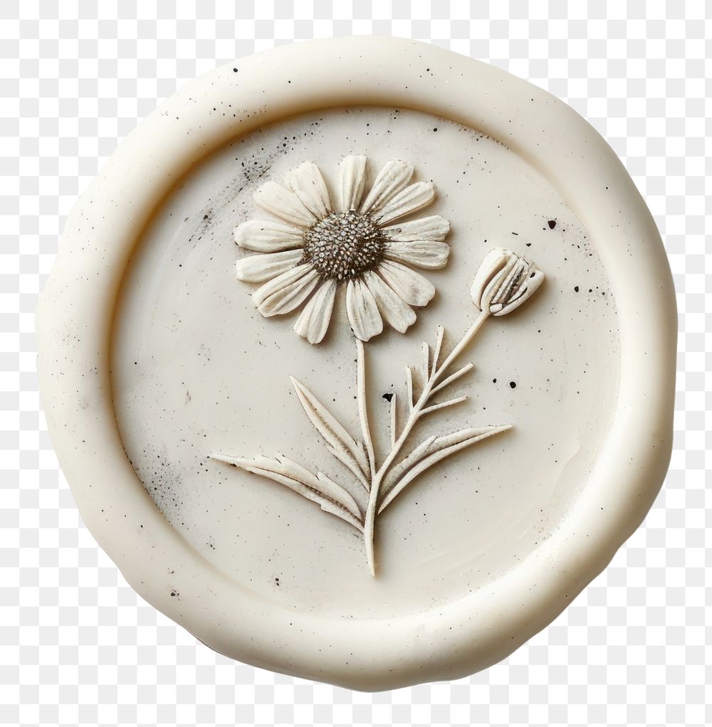 PNG  Seal Wax Stamp wild flower porcelain white art.