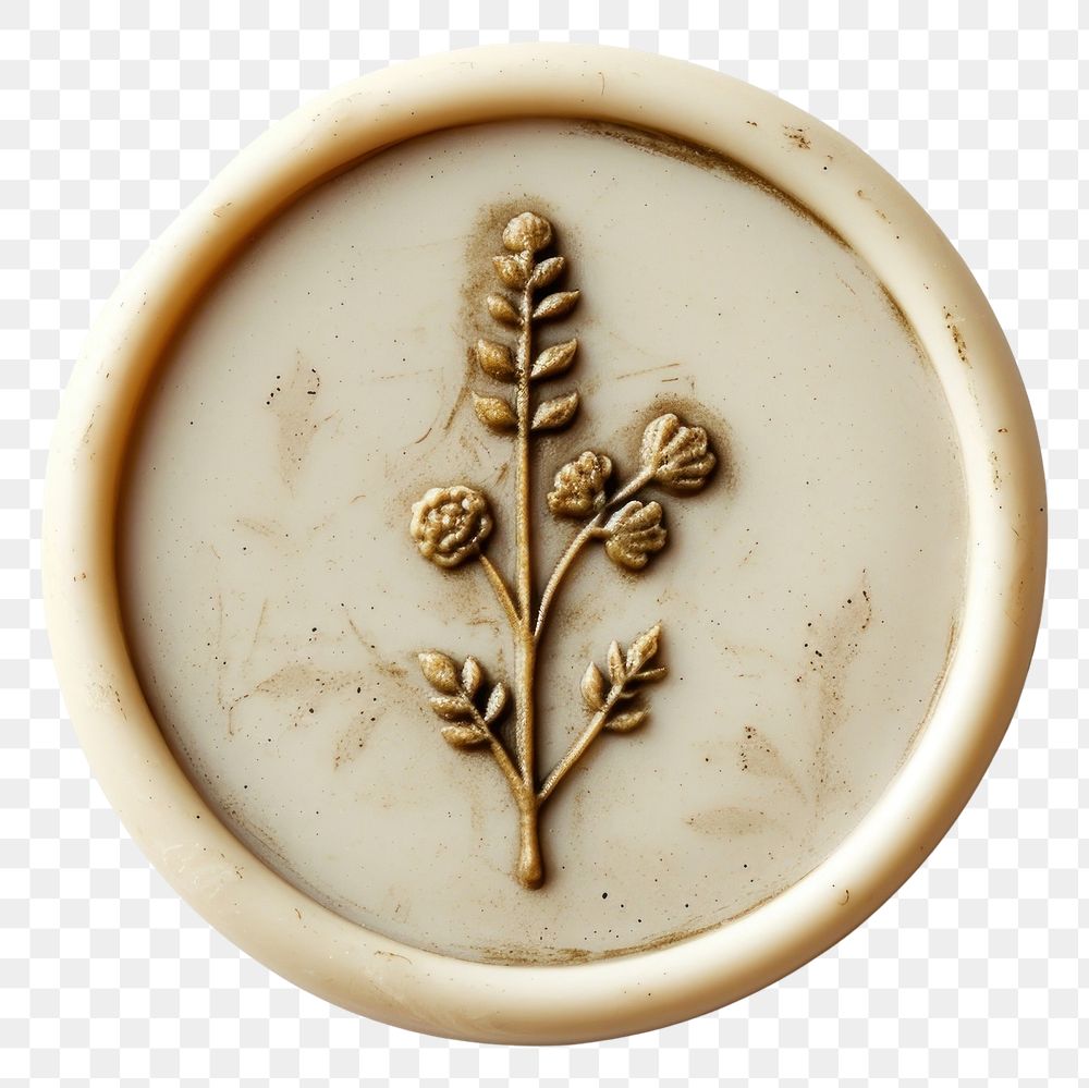 PNG  Seal Wax Stamp wild flower jewelry art white background.