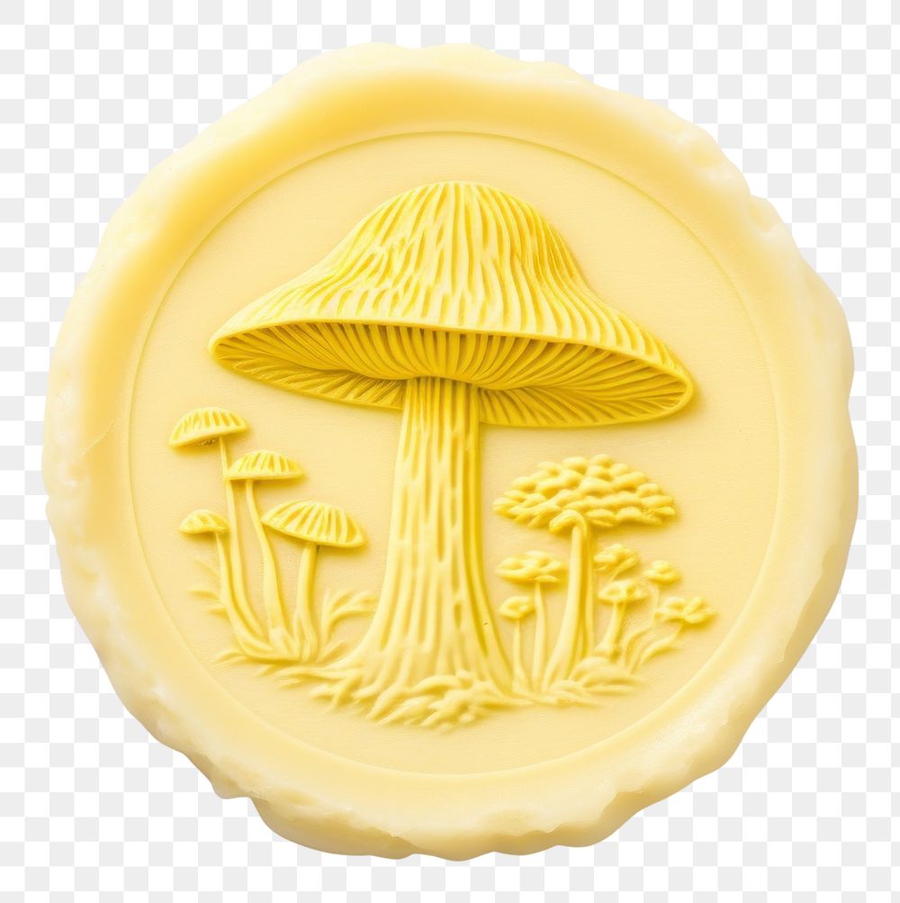 PNG  Seal Wax Stamp a mushroom yellow fungus food.