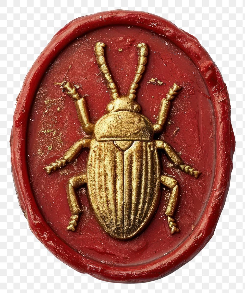 PNG  Seal Wax Stamp a bug white background representation accessories.