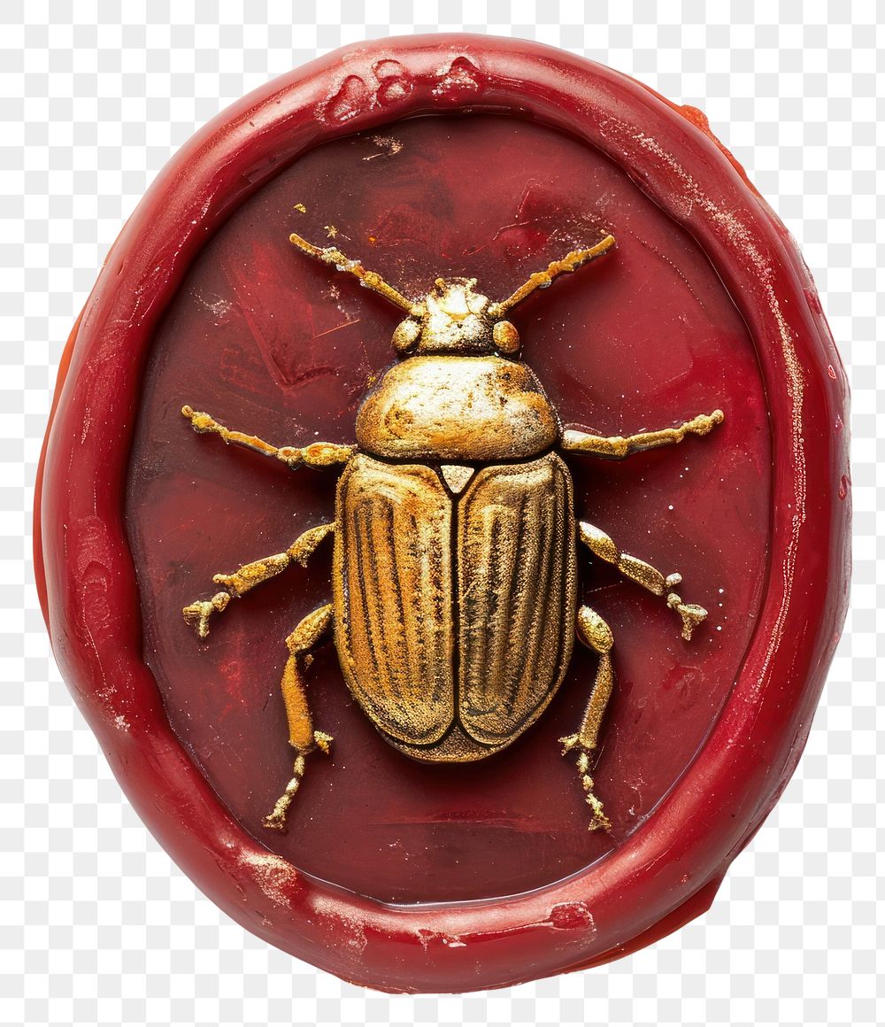 PNG  Seal Wax Stamp a bug animal insect red.