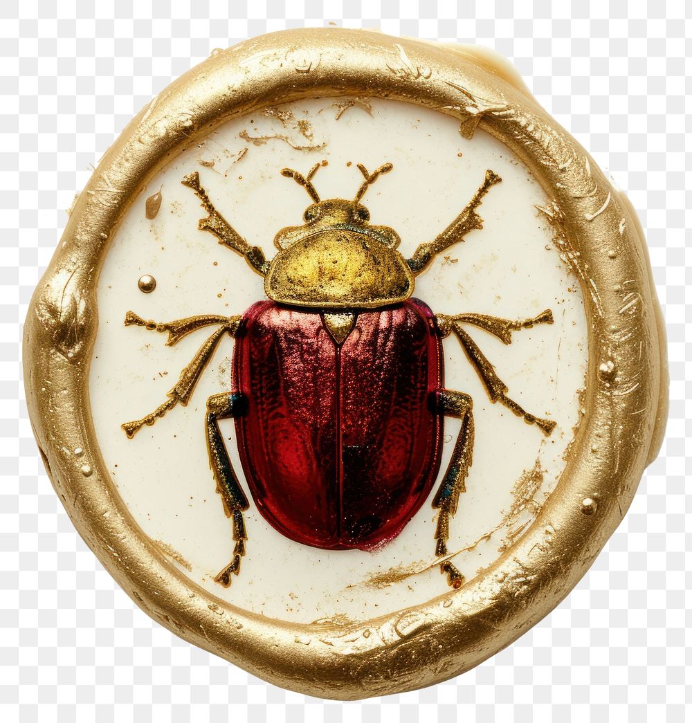 PNG  Seal Wax Stamp a bug animal red white background.