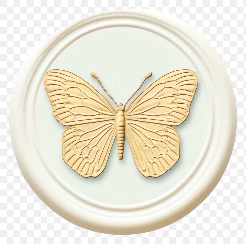 PNG  Seal Wax Stamp a butterfly shape white background accessories.