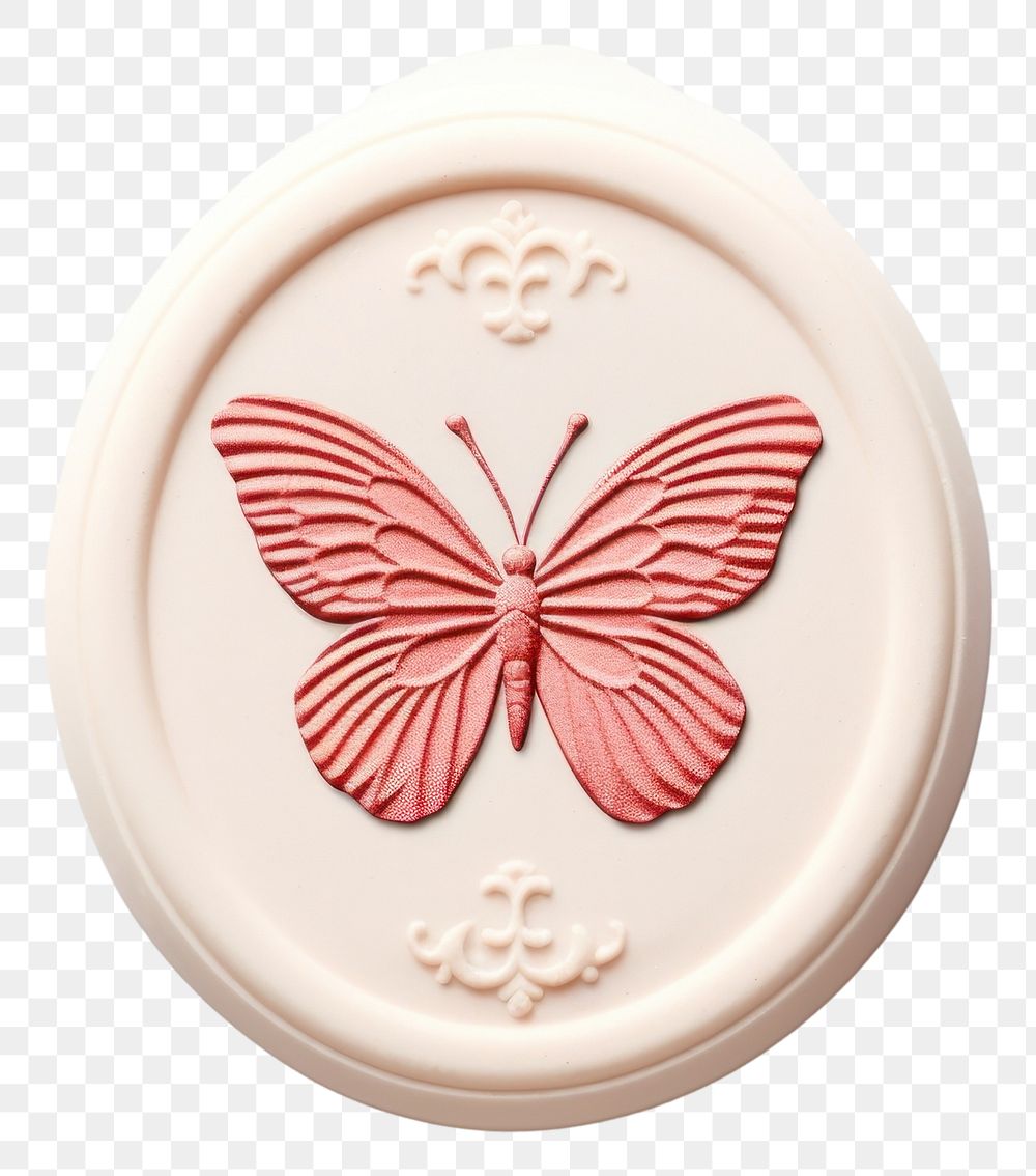 PNG  Seal Wax Stamp a butterfly shape white background confectionery.