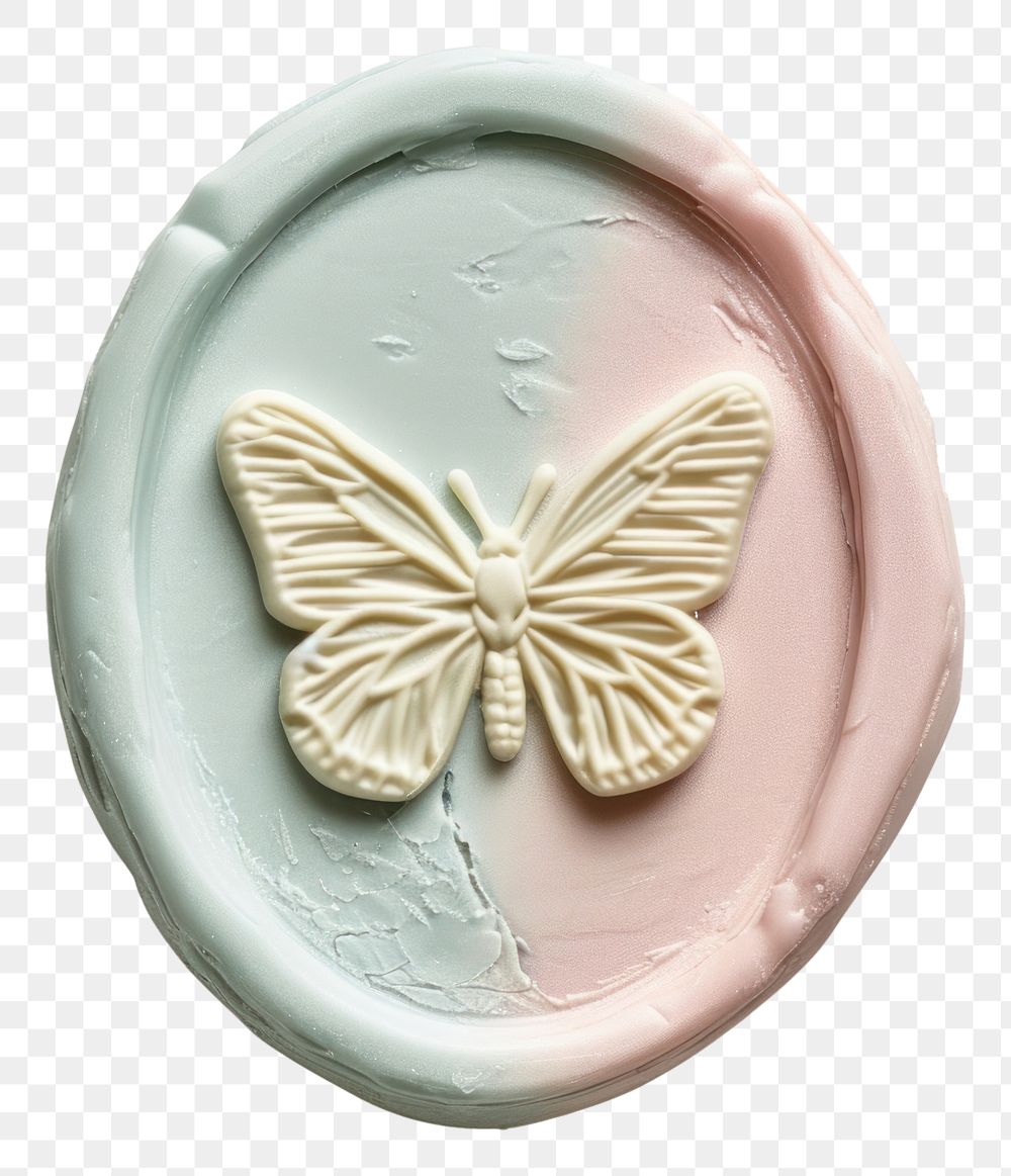 PNG  Seal Wax Stamp a butterfly dessert shape food.