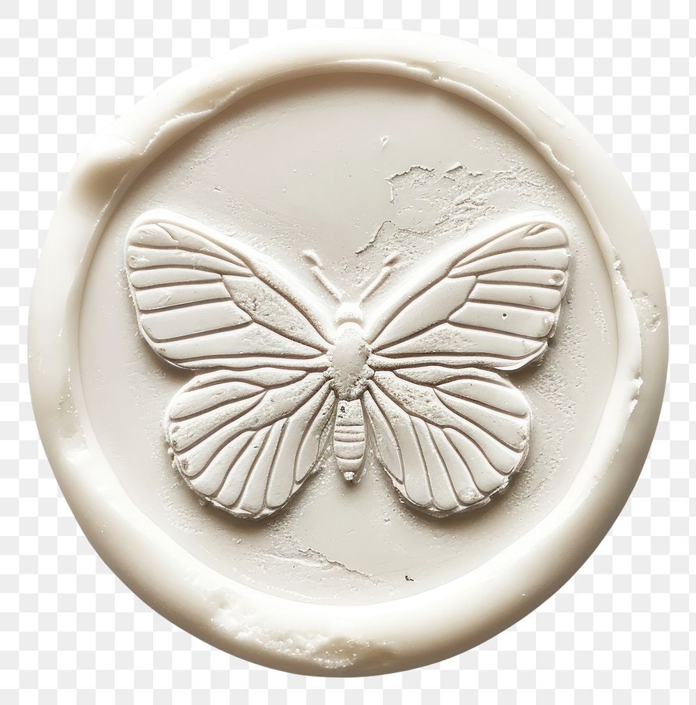 PNG  Seal Wax Stamp a butterfly shape creativity dishware.