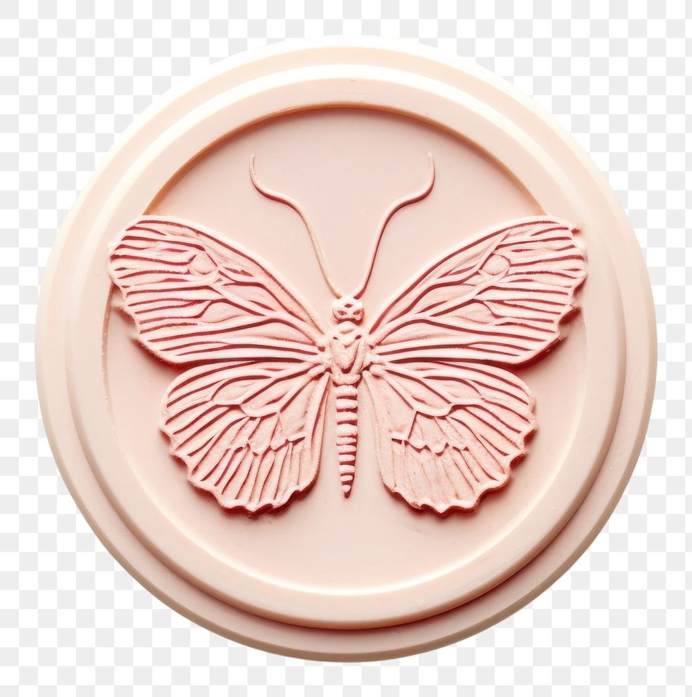PNG  Seal Wax Stamp a butterfly white background confectionery accessories.