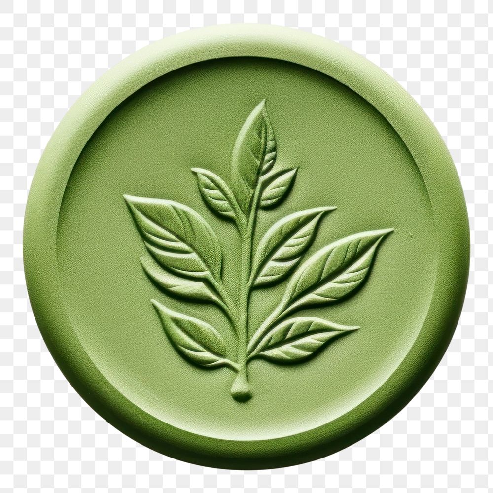 PNG  Seal Wax Stamp a botanical green white background porcelain.