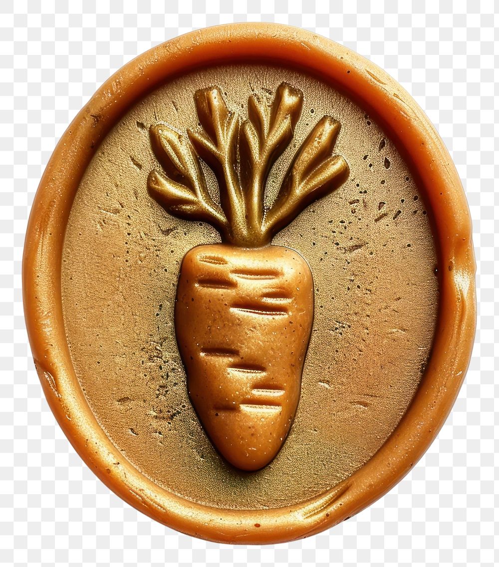 PNG  Seal Wax Stamp a carrot shape white background representation.