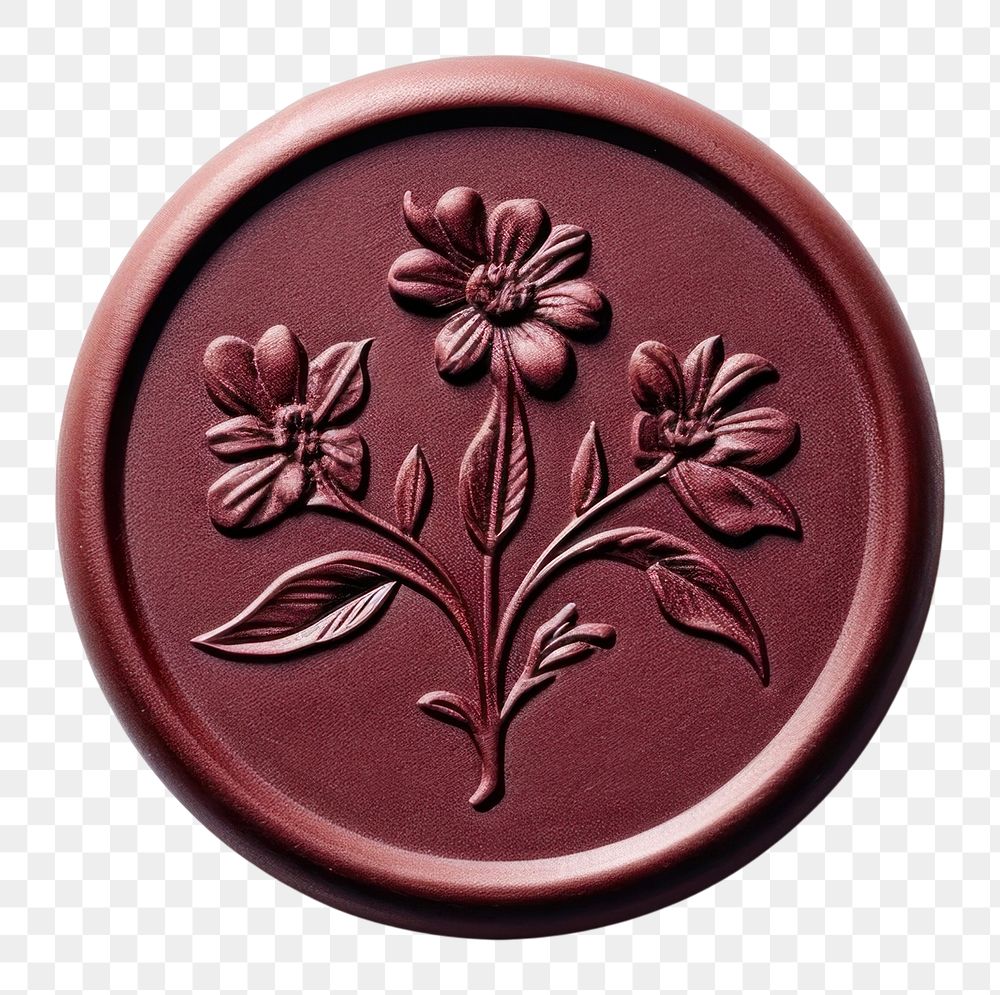 PNG  Seal Wax Stamp a floral locket white background accessories.