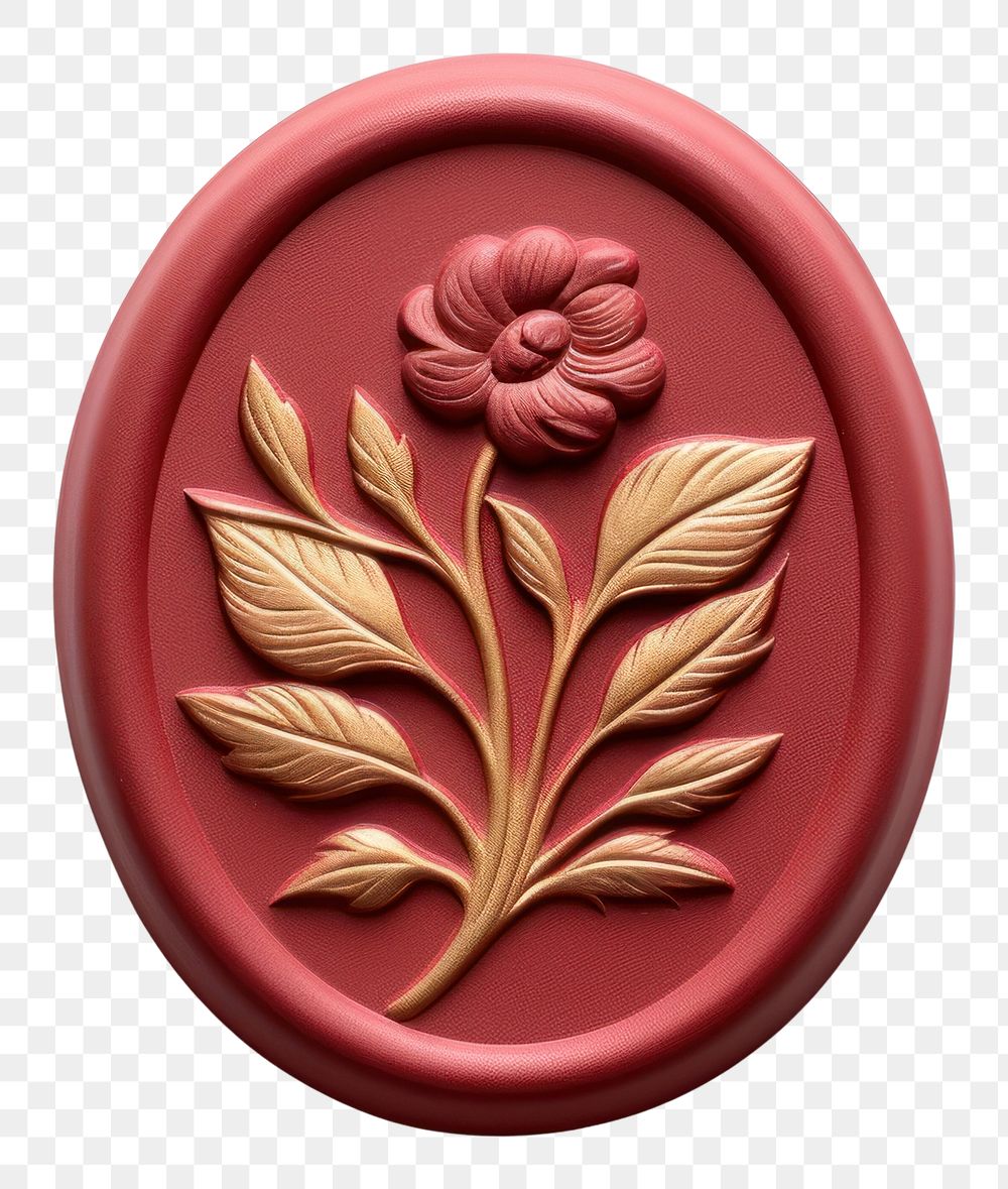 PNG  Seal Wax Stamp a floral shape craft white background.