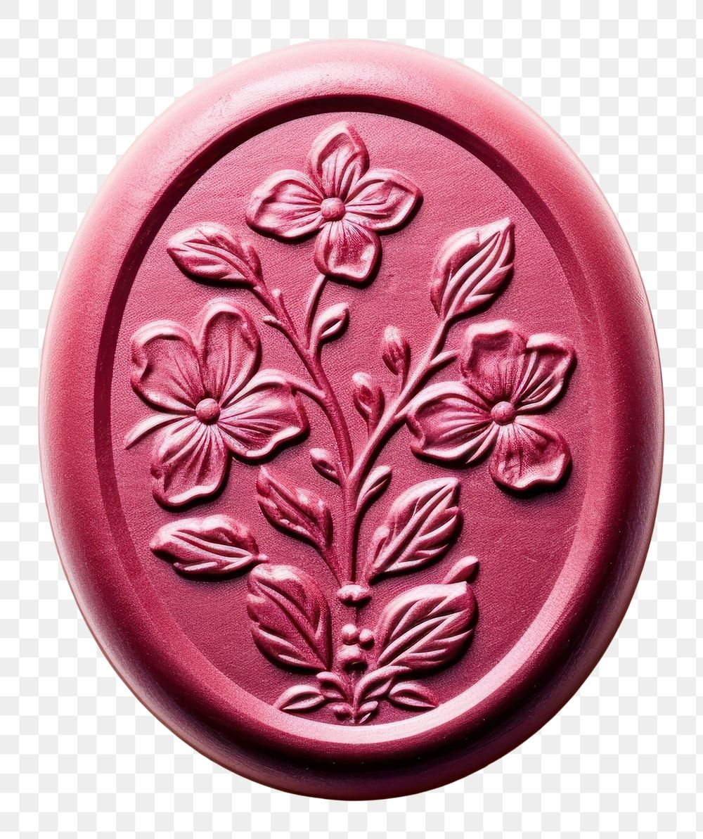 PNG  Seal Wax Stamp a floral locket shape white background.