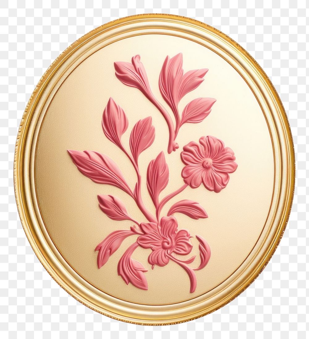 PNG  Seal Wax Stamp a floral jewelry pattern locket.