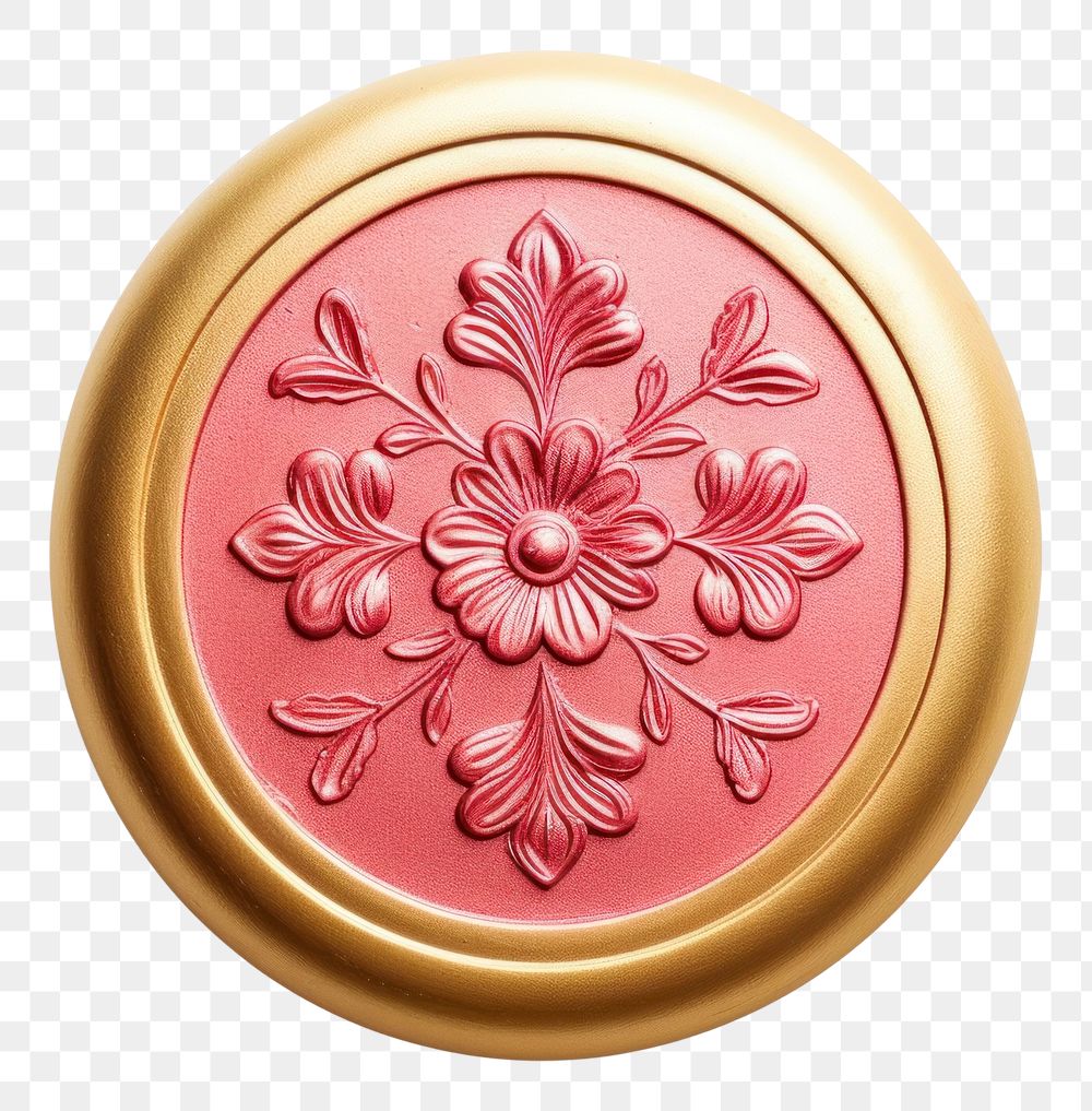 PNG  Seal Wax Stamp a floral locket shape craft.