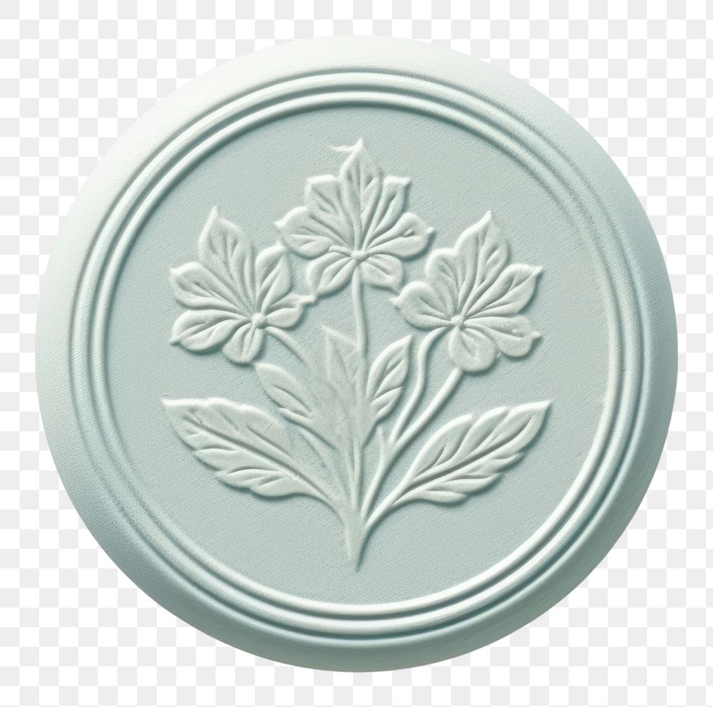 PNG  Seal Wax Stamp a floral white background porcelain dishware.