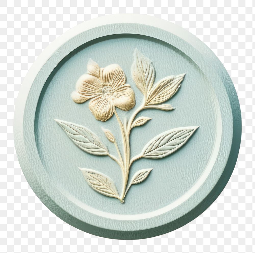 PNG  Seal Wax Stamp a floral jewelry white background accessories.