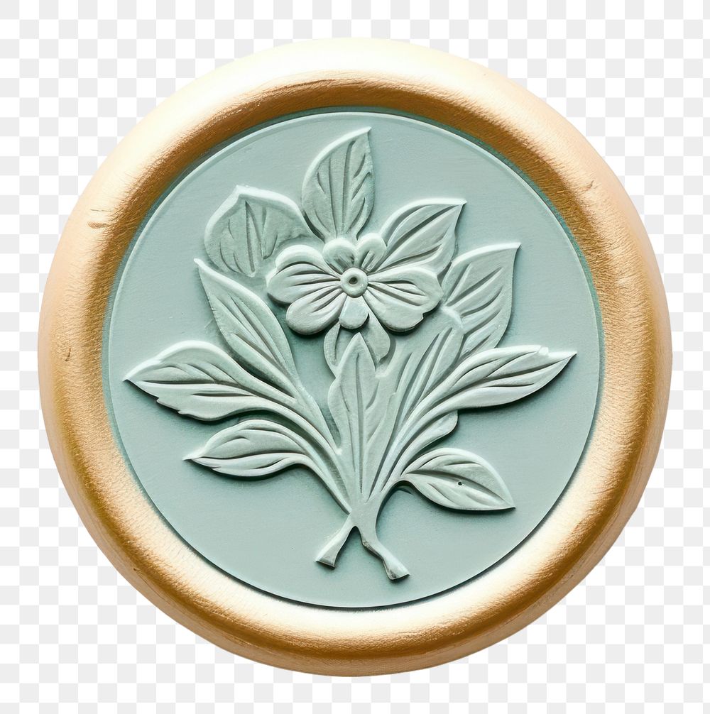 PNG  Seal Wax Stamp a floral jewelry locket white background.