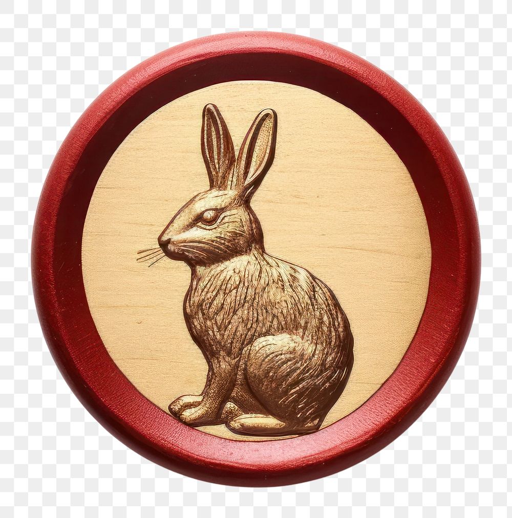 PNG  Seal Wax Stamp a rabbit mammal animal white background.