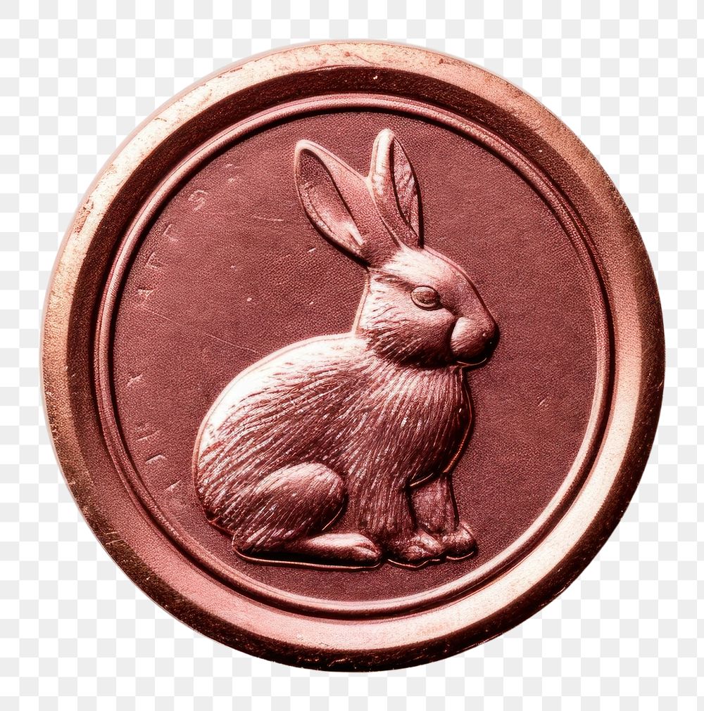 PNG  Seal Wax Stamp a rabbit animal mammal money.