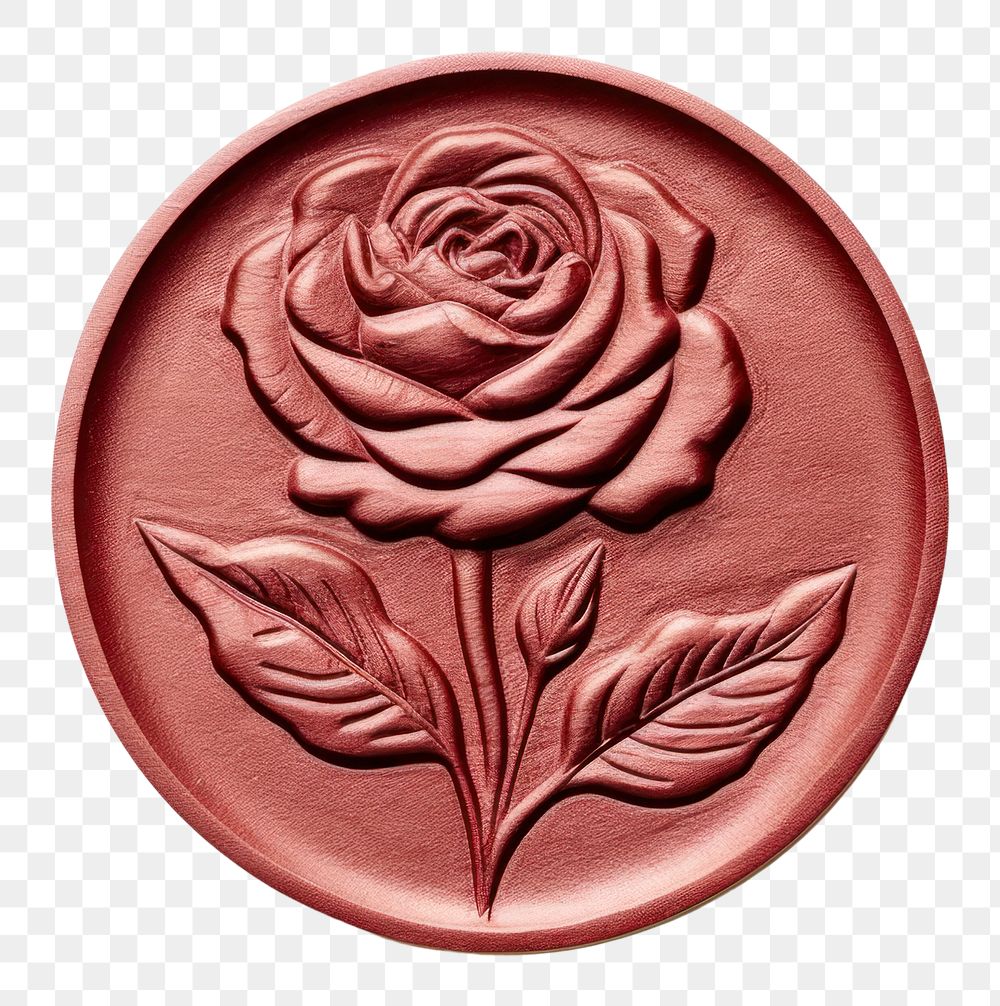 PNG  Seal Wax Stamp a rose shape craft white background.