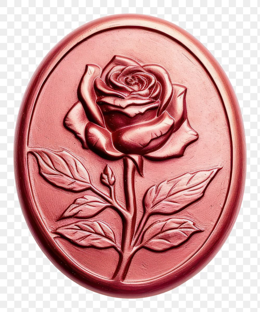 PNG  Seal Wax Stamp a rose jewelry shape white background.