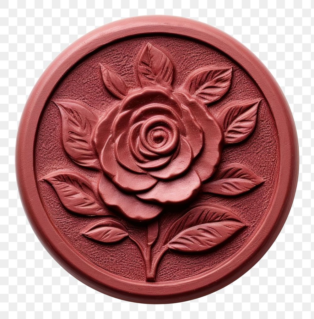 PNG  Seal Wax Stamp a rose locket craft white background.