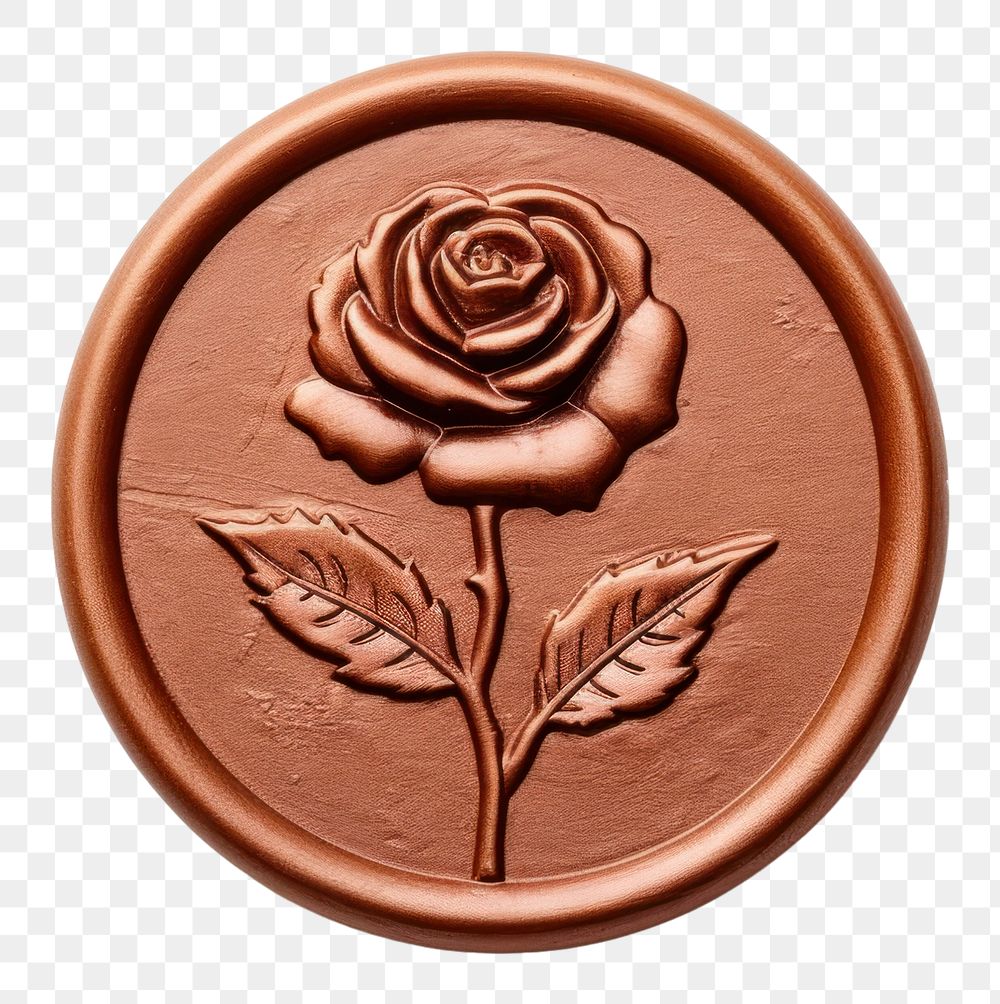 PNG  Seal Wax Stamp a rose white background creativity currency.