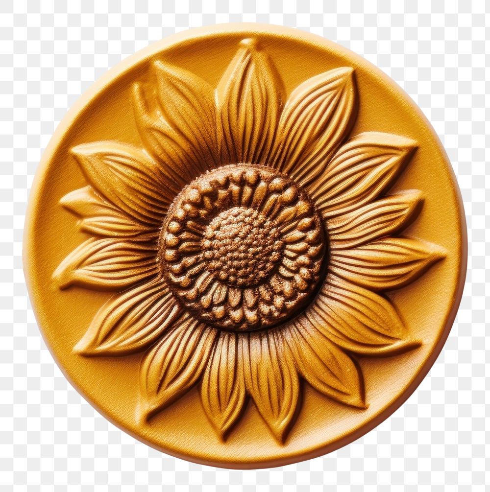 PNG  Seal Wax Stamp a sunflower craft gold inflorescence.