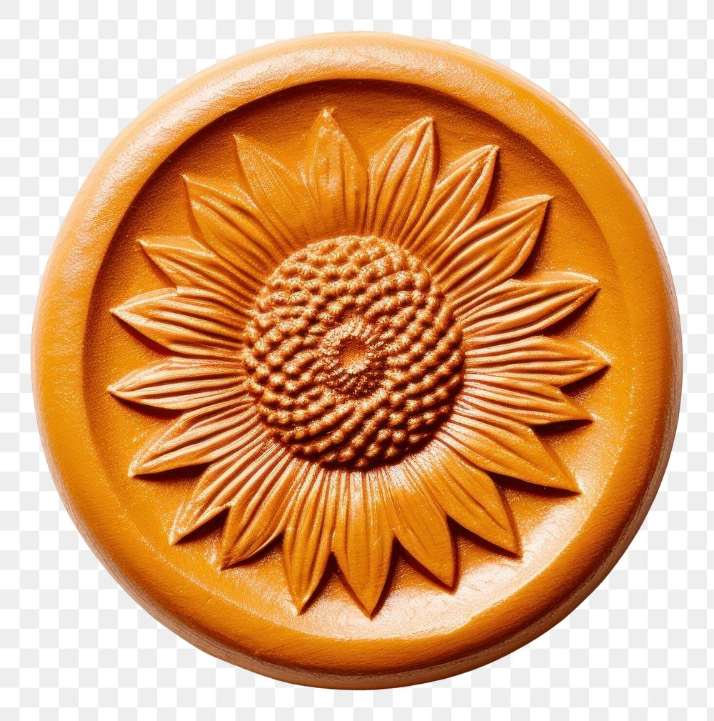 PNG  Seal Wax Stamp a sunflower craft white background accessories.