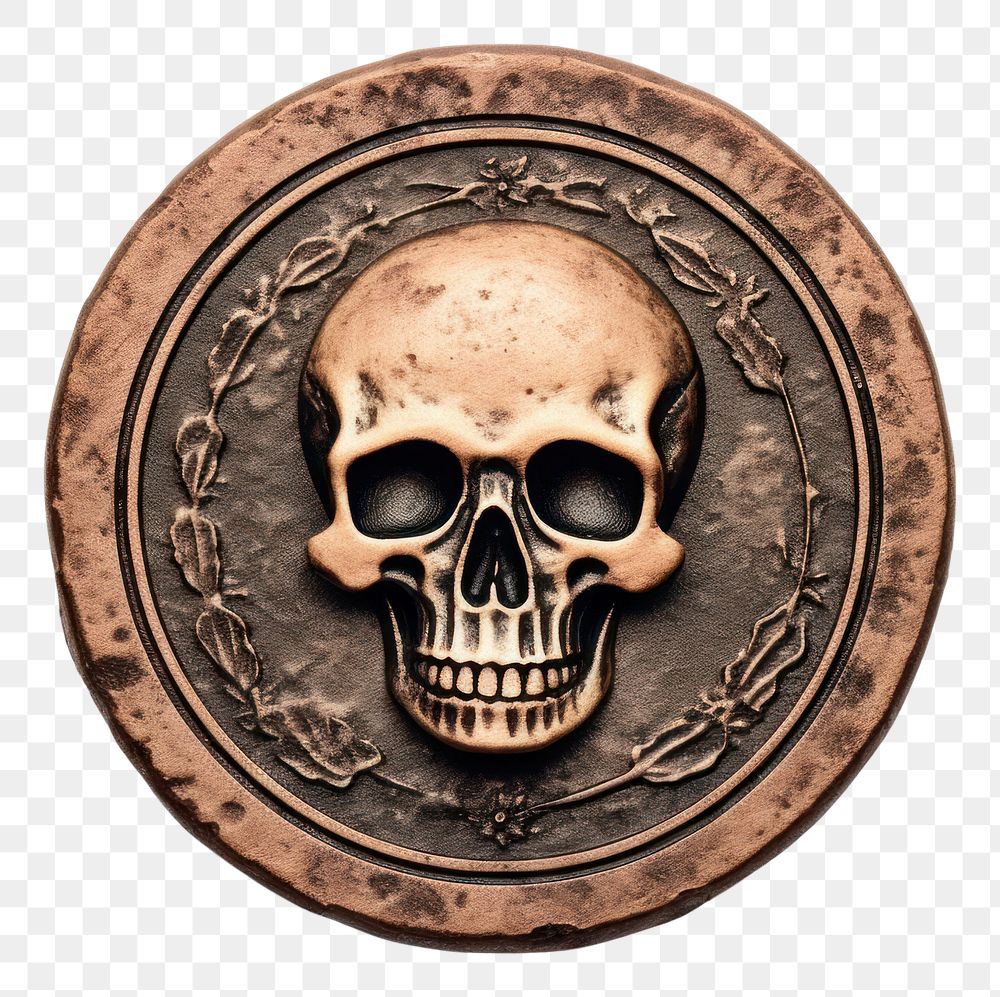 PNG  Seal Wax Stamp a skull jewelry locket bronze