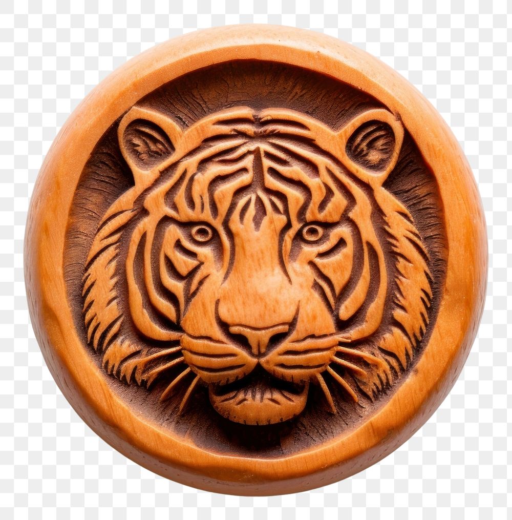 PNG  Seal Wax Stamp a tiger craft white background anthropomorphic.