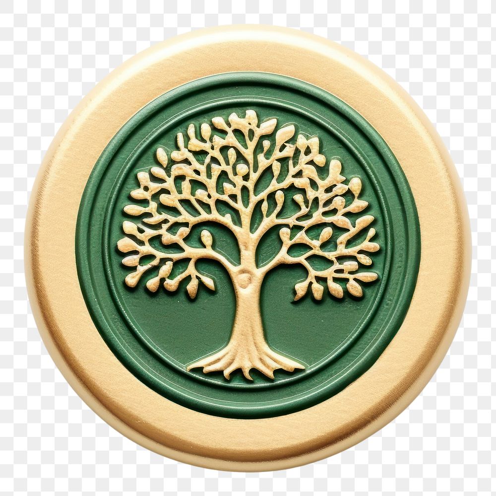 PNG  Seal Wax Stamp a tree green white background accessories.