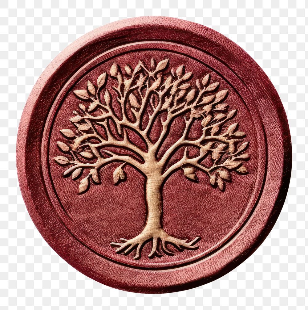 PNG  Seal Wax Stamp a tree locket craft white background.
