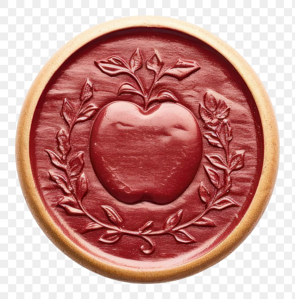 PNG  Seal Wax Stamp an apple craft white background accessories.