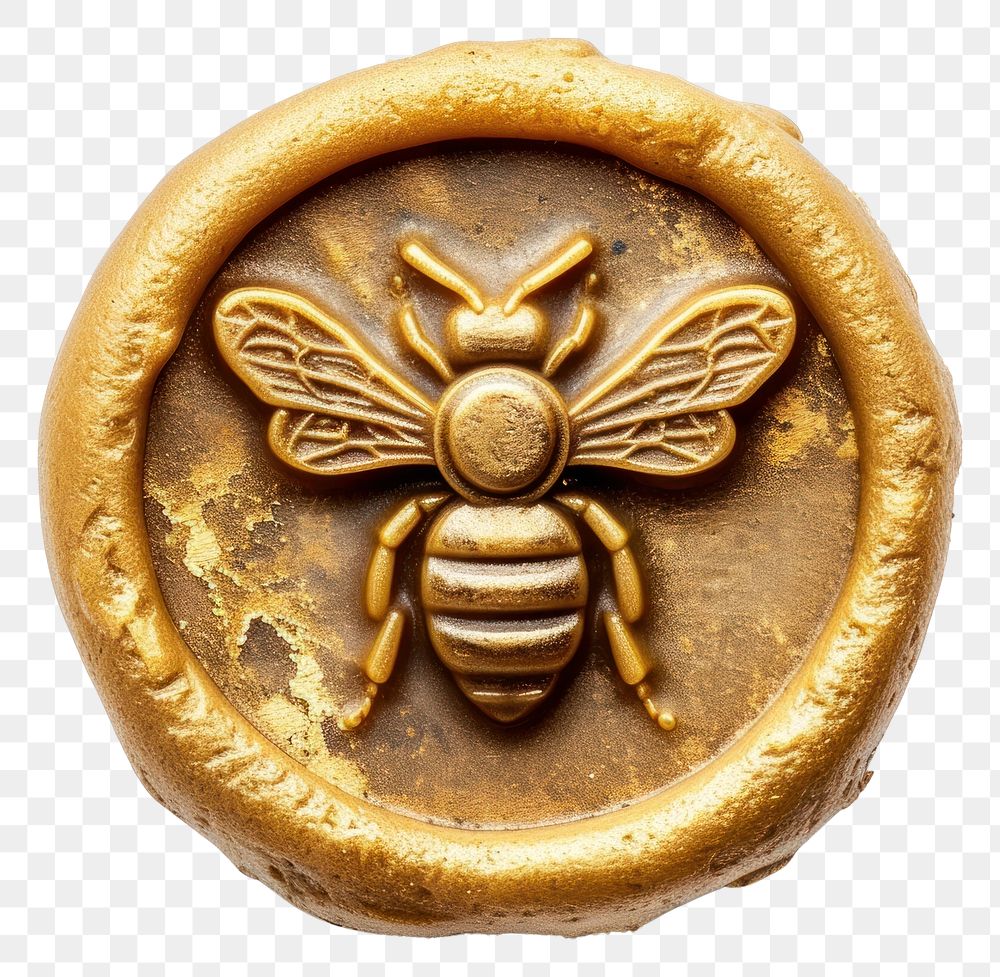 PNG  Seal Wax Stamp bee hive locket gold food.