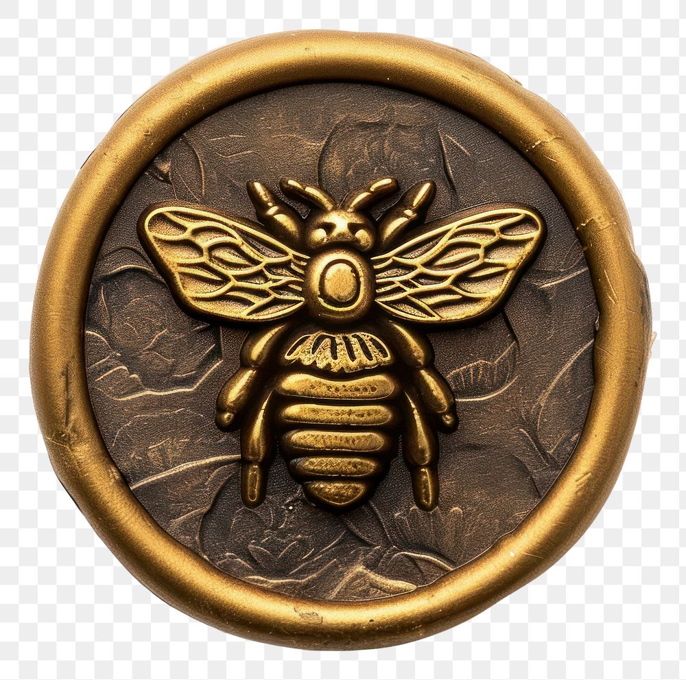 PNG  Seal Wax Stamp bee hive locket white background representation.