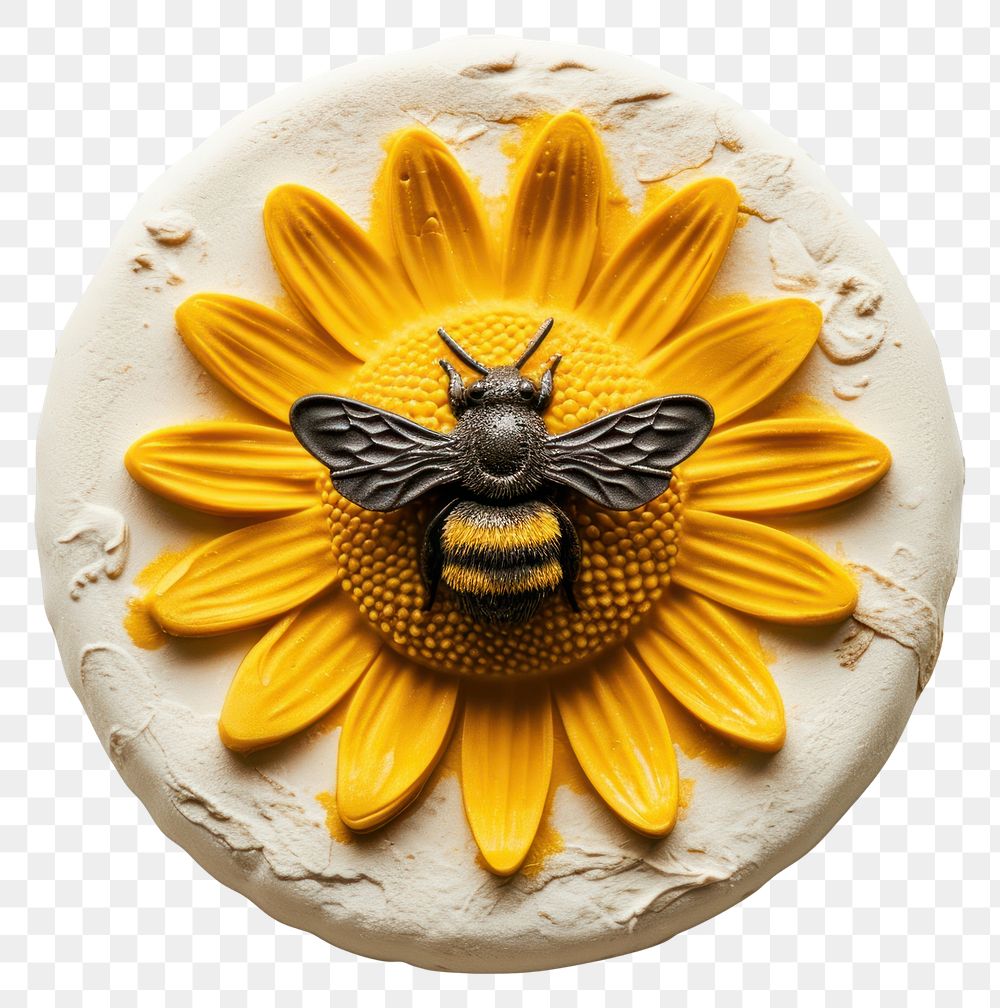 PNG  Seal Wax Stamp bee on sun flower sunflower animal insect
