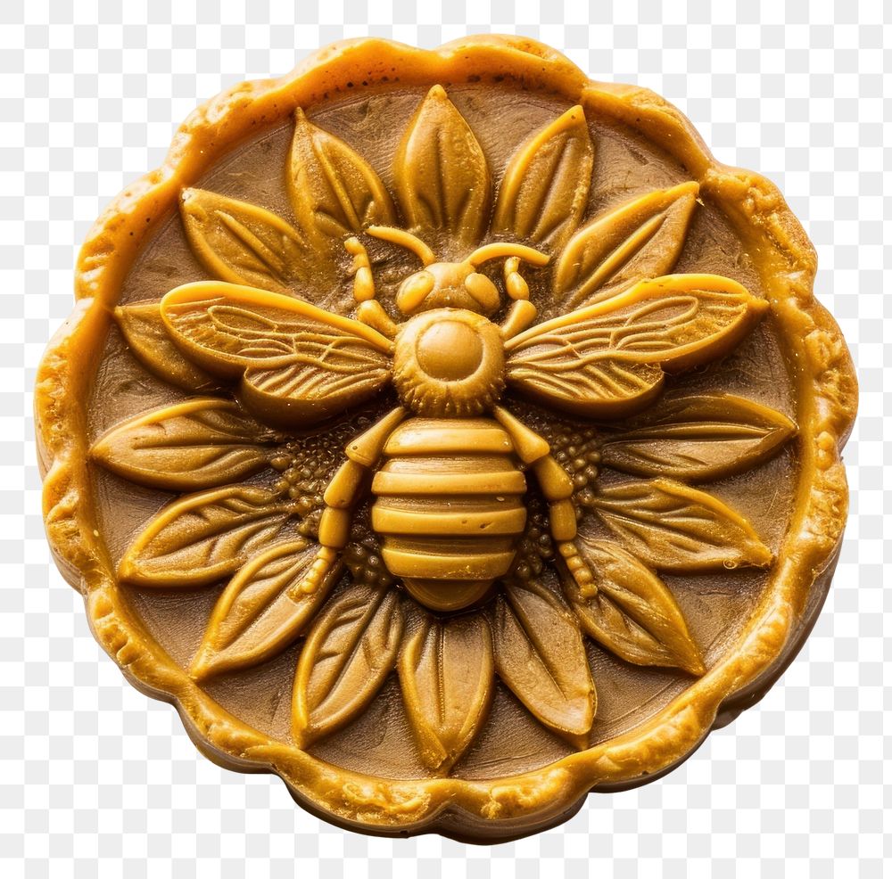 PNG  Seal Wax Stamp bee on sun flower food representation confectionery