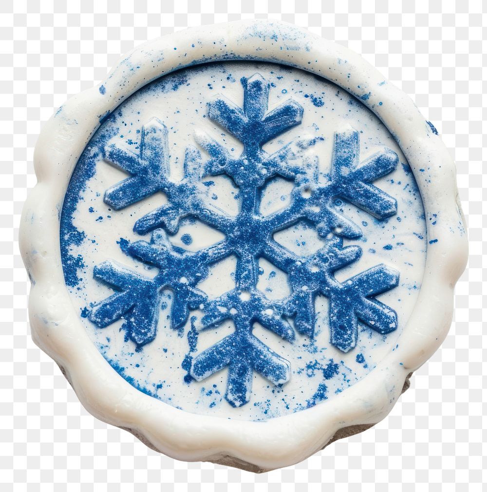 PNG  Seal Wax Stamp blue snow dessert food art.