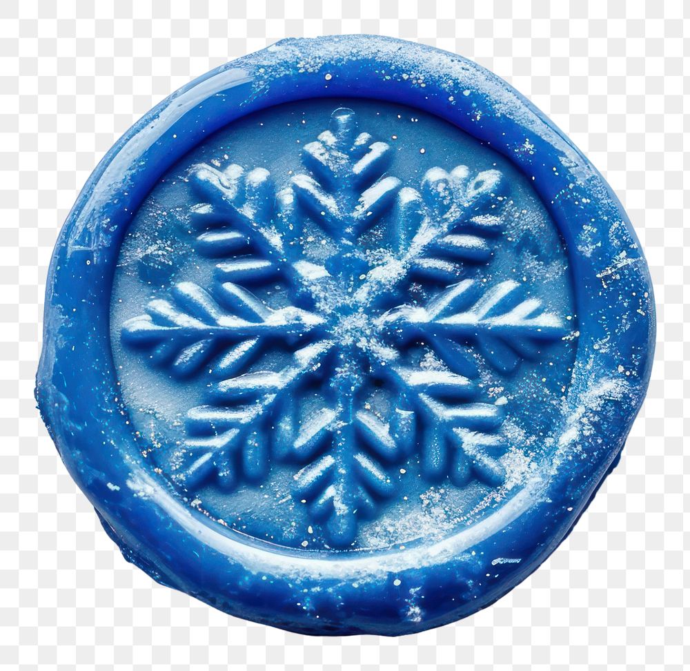 PNG  Seal Wax Stamp blue snowflake jewelry white background accessories.