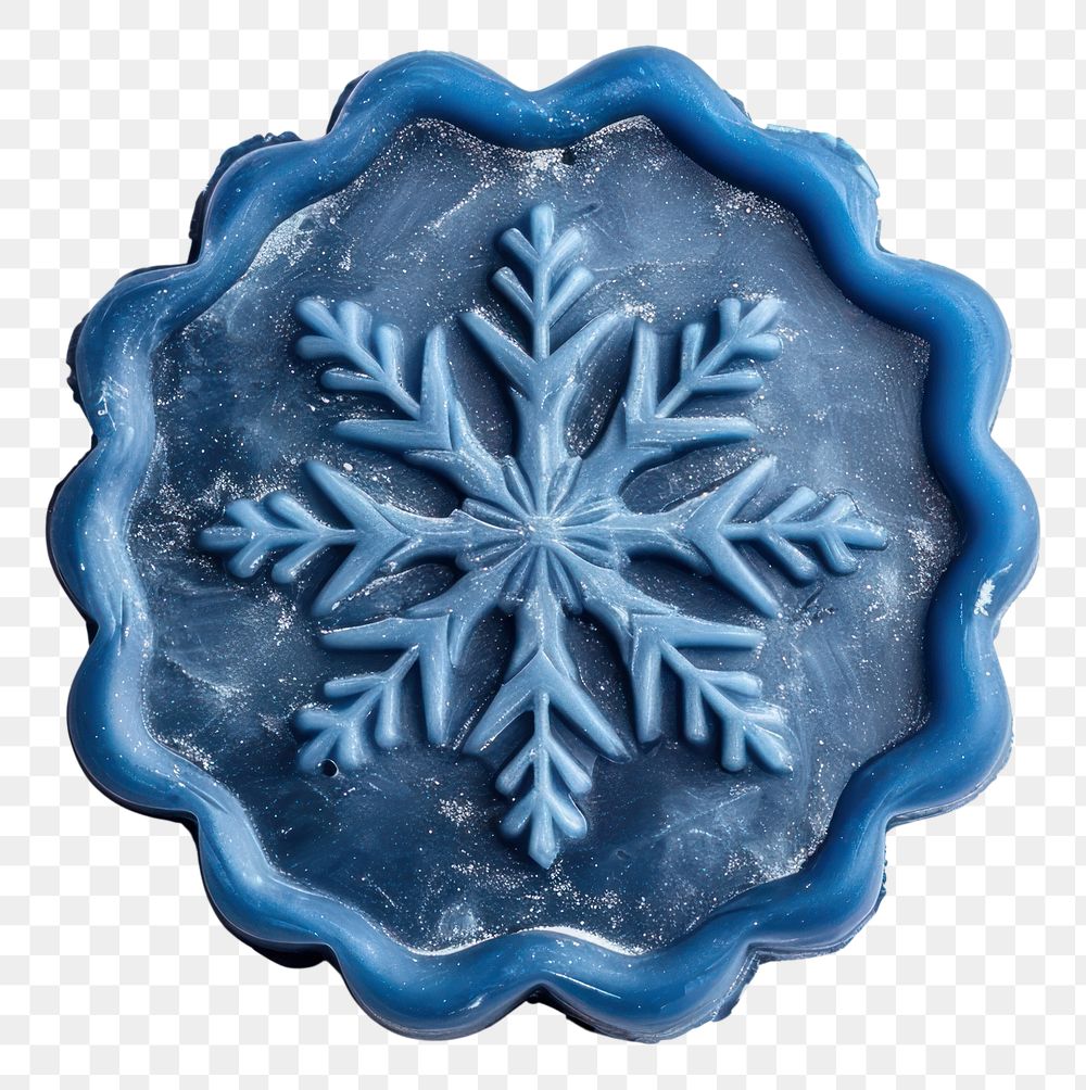 PNG  Seal Wax Stamp blue snowflake white background accessories creativity.