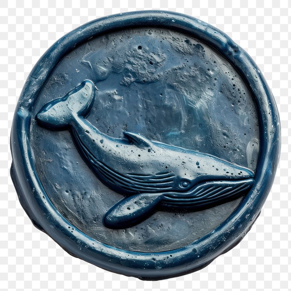 PNG  Seal Wax Stamp blue whale animal mammal sea.